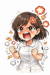怒っている女性看護師