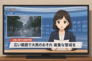 ニュースを読んでいる女性キャスター