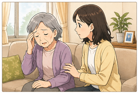 高齢になった親の体調を心配している女性