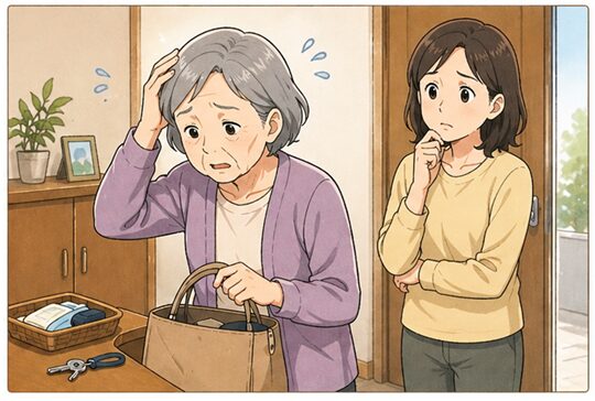 物忘れが多くなった母親を心配している女性